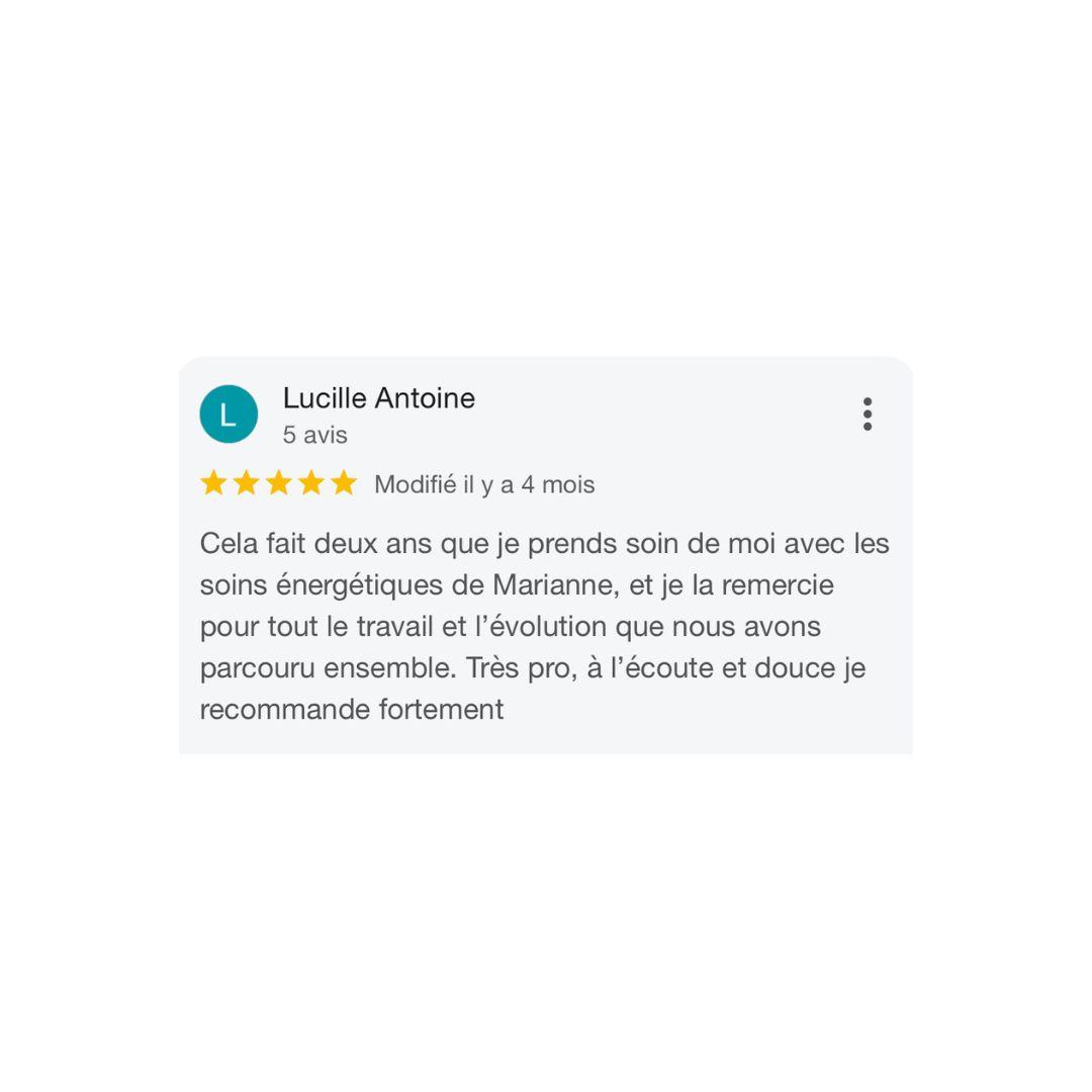 Avis google Lucille, coaching holistique et énergétique